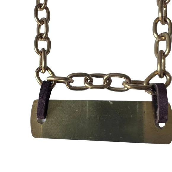 Brass Chain Link Nameplate Necklace - Picture 5 of 8